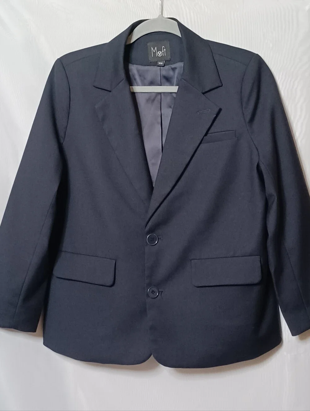 Mofi Boy's Navy Blue Two Button Front Blazer. 16W